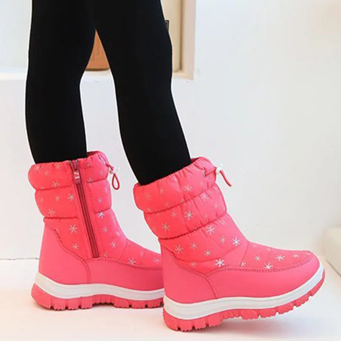 Kids Snow Boots, Plush Boots for Boys and Girls, Mid-calf