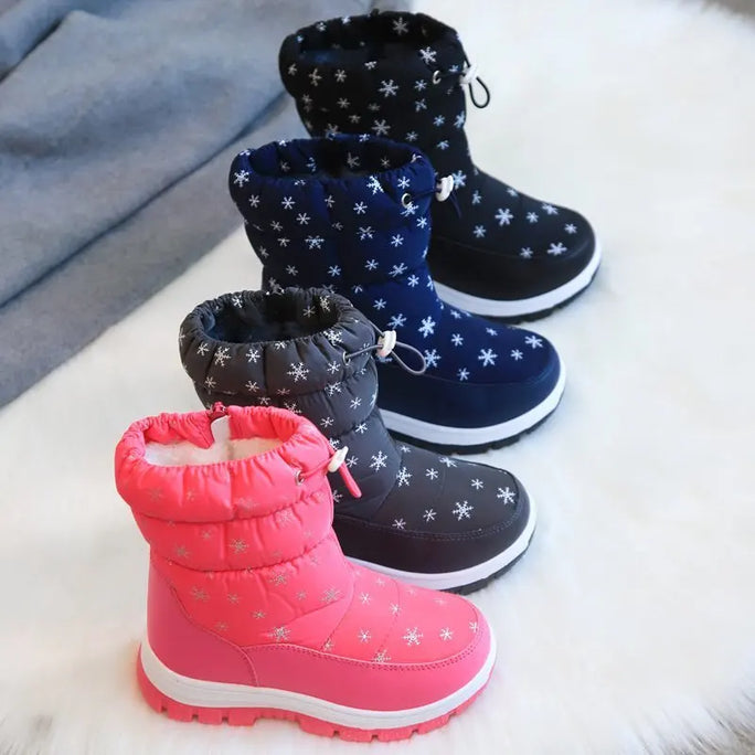 Kids Snow Boots, Plush Boots for Boys and Girls, Mid-calf