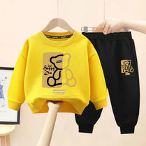 Autumn Baby Girls Boy Cartoon Bear Hoodie Sweatshirt and Pants 2pcs Suit Kids Tops and Trousers Tracksuit
