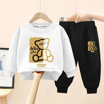 Autumn Baby Girls Boy Cartoon Bear Hoodie Sweatshirt and Pants 2pcs Suit Kids Tops and Trousers Tracksuit