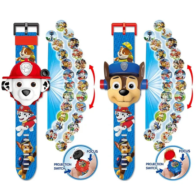 Paw Patrol Anime Toy Wrist Watch with 3D Projection, Digital Watch