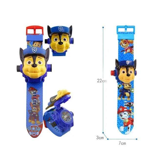Paw Patrol Anime Toy Wrist Watch with 3D Projection, Digital Watch